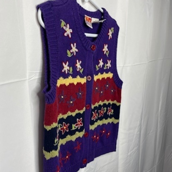 MCKIDS Vintage Knit Embroidered Sweater Vest Girls Size 5 - Picture 3 of 5
